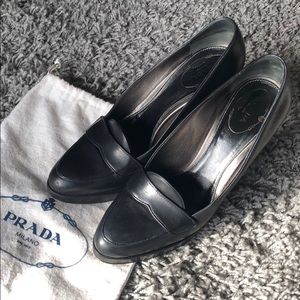 PRADA Black loafer heels size Eur 37.5